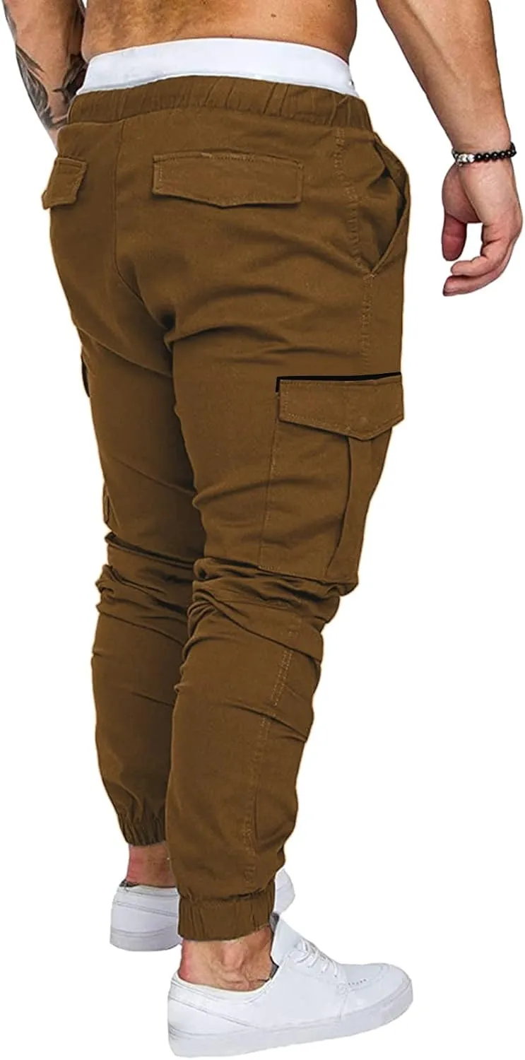 Cargo Trousers for Men Outdoor Jogging Workout Running Gym Regular Fit Mens Joggers Sweatpants Lightweight Drawstring