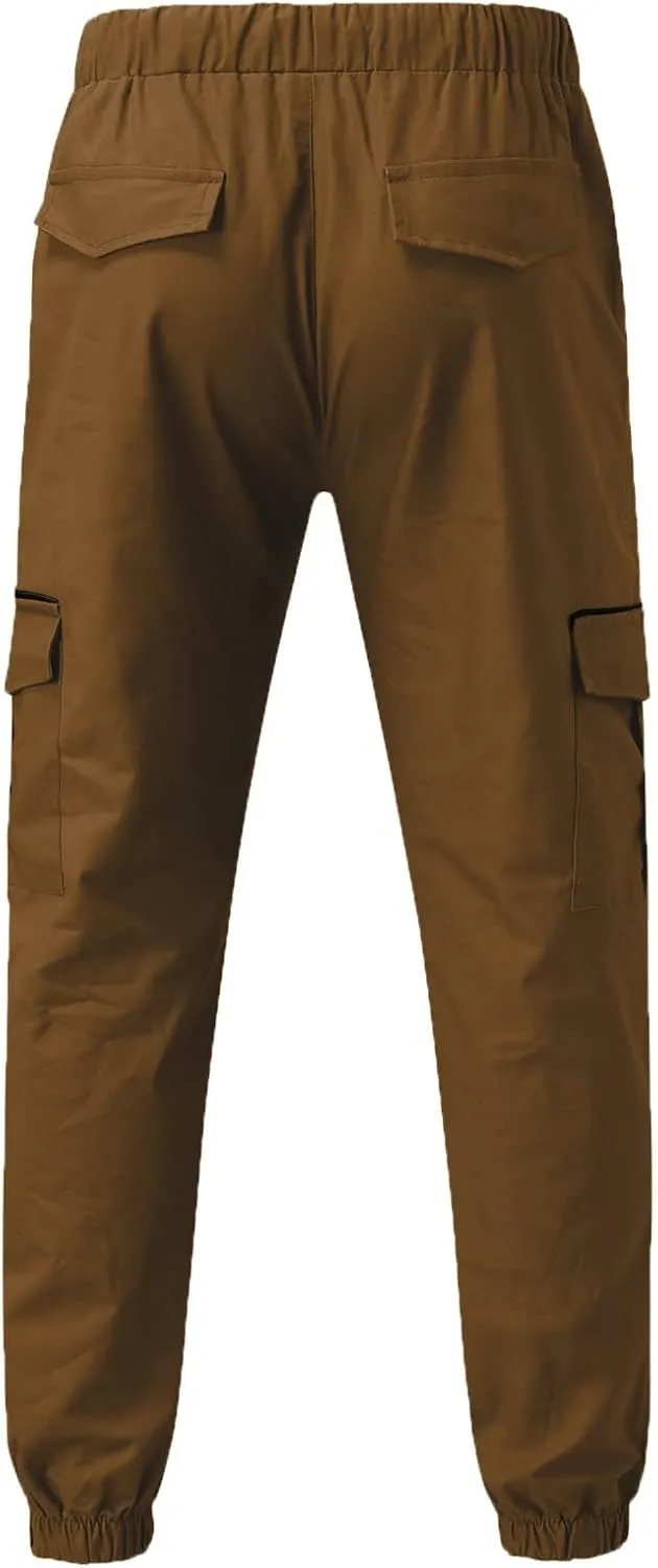 Cargo Trousers for Men Outdoor Jogging Workout Running Gym Regular Fit Mens Joggers Sweatpants Lightweight Drawstring
