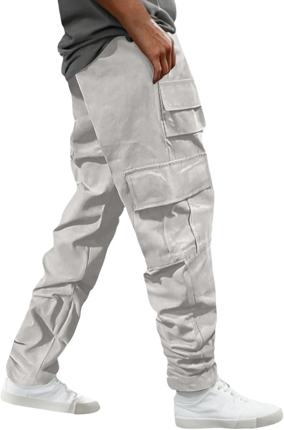 Cargo Work Pants for Men Slim Fit Multi Pockets Trendy Casual Trousers Lightweight Streetwear Outdoor Hiking Pants