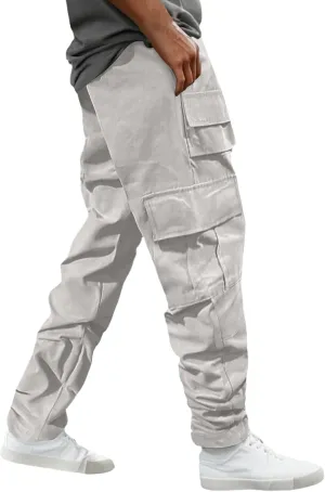 Cargo Work Pants for Men Slim Fit Multi Pockets Trendy Casual Trousers Lightweight Streetwear Outdoor Hiking Pants
