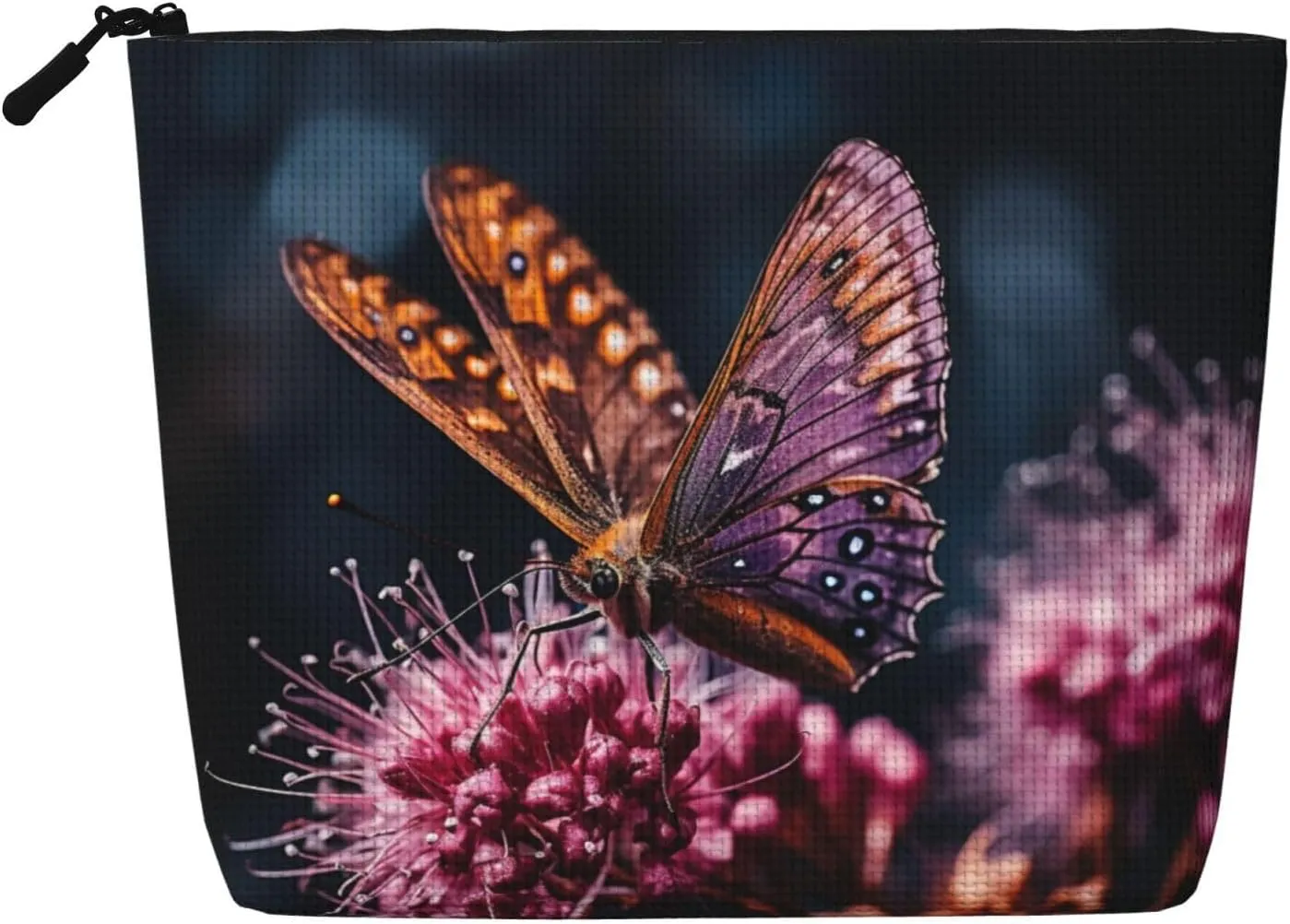 Cartoon Color Flower Butterfly Print Cosmetic Bags for Women Large Capacity Purse Travel Toiletry Zipper Storage Pouch
