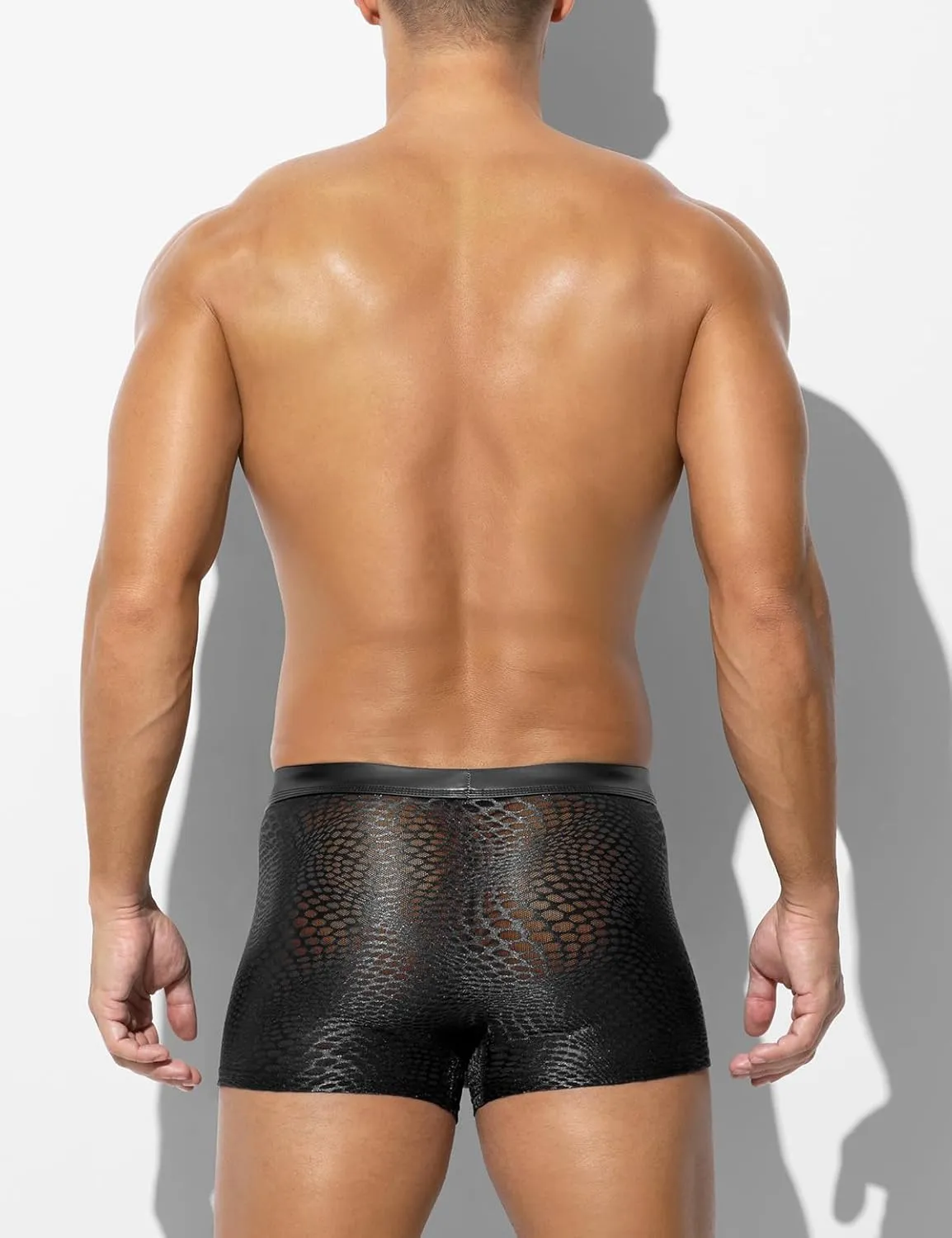 Casey Kevin Men's Sexy Boxer Briefs Breathable Mesh See Through Underwear Zipper Bulge Pouch Trunk