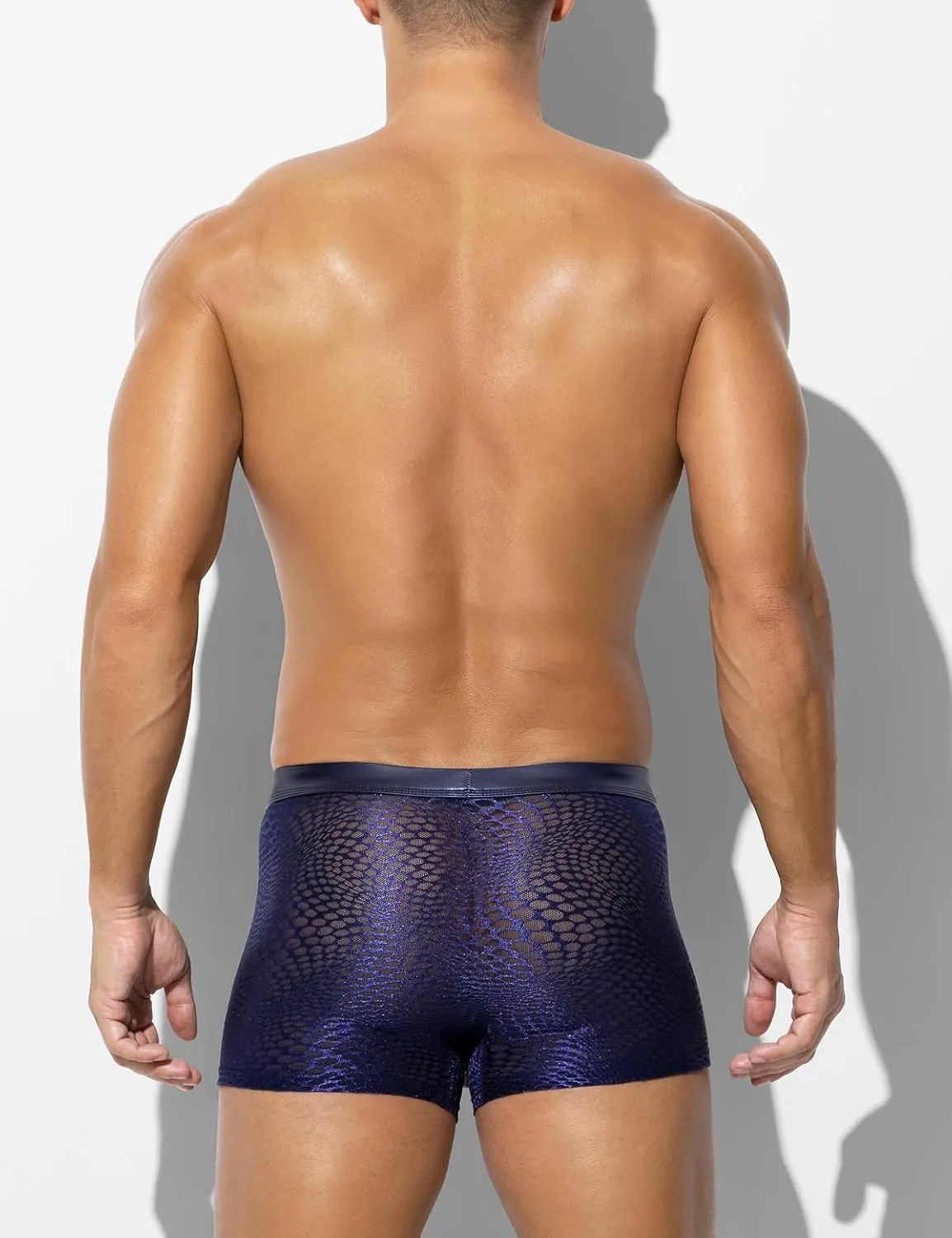 Casey Kevin Men's Sexy Boxer Briefs Breathable Mesh See Through Underwear Zipper Bulge Pouch Trunk