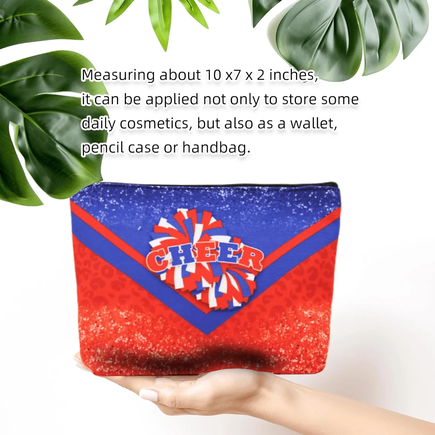 Cheerleader Cosmetic Bag Cheerleader Makeup Bag Gift for Women Cheer Team Gift Ideas for Birthday 1Pcs (Blue&Orange)