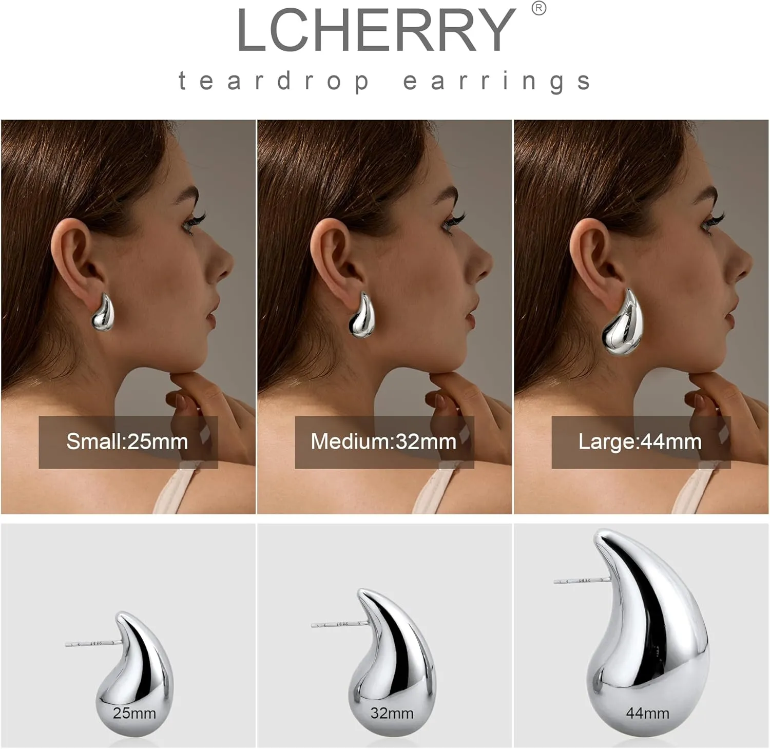 Chunky Gold Hoop Earrings for Women Lightweight Teardrop Dupes Earrings 925 Sterling Silver Post Large Drop Earrings Gold Plated Waterdrop Earrings Trendy Jewelry for Women