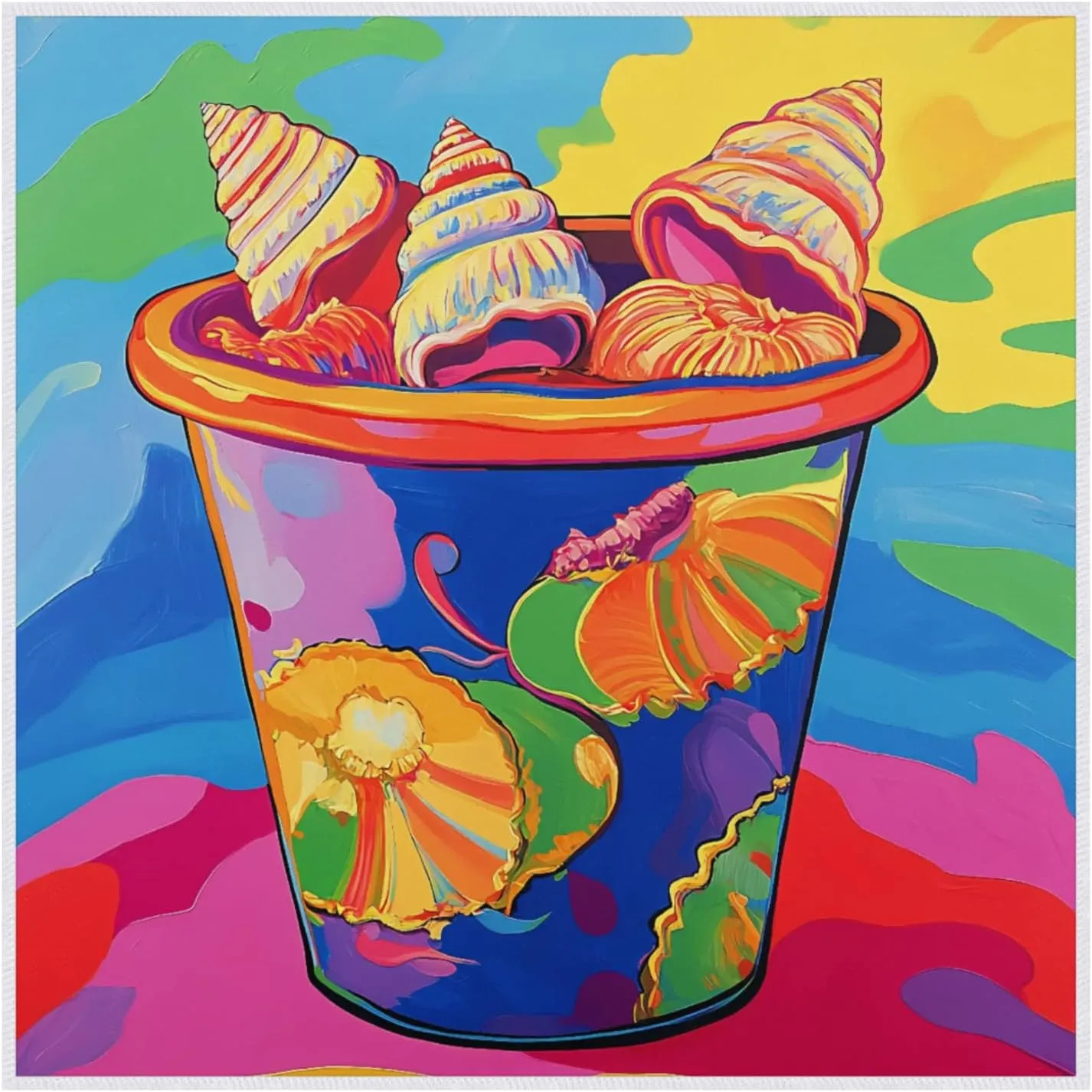Colorful Bucket Conches Magic Cloth Oil Painting Cosmetic Bag Makeup Wrap Pouch Protective Self-adhesive Cloth Washable Anti-scratch Camera Lens Wrap Folding Wrapper Cloths 21.7"