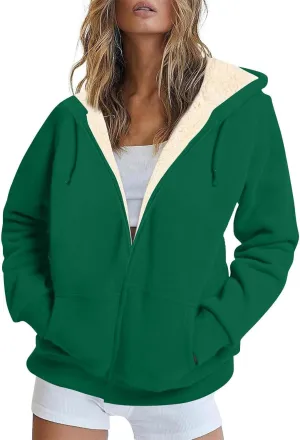 COTECRAM Hoodies for Women Winter Fleece Sweatshirt Full Zip Up Thick Sherpa Lined Hooded Jacket Coats Warm Outerwear