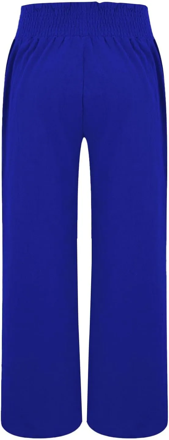 Cotton Linen Pants for Women 2025 Summer Casual Loose Wide Leg Palazzo Pants Smocked High Waist Beach Trousers Outfits
