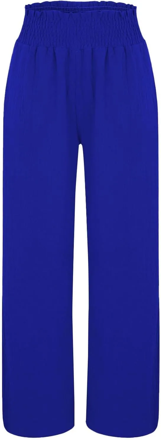 Cotton Linen Pants for Women 2025 Summer Casual Loose Wide Leg Palazzo Pants Smocked High Waist Beach Trousers Outfits
