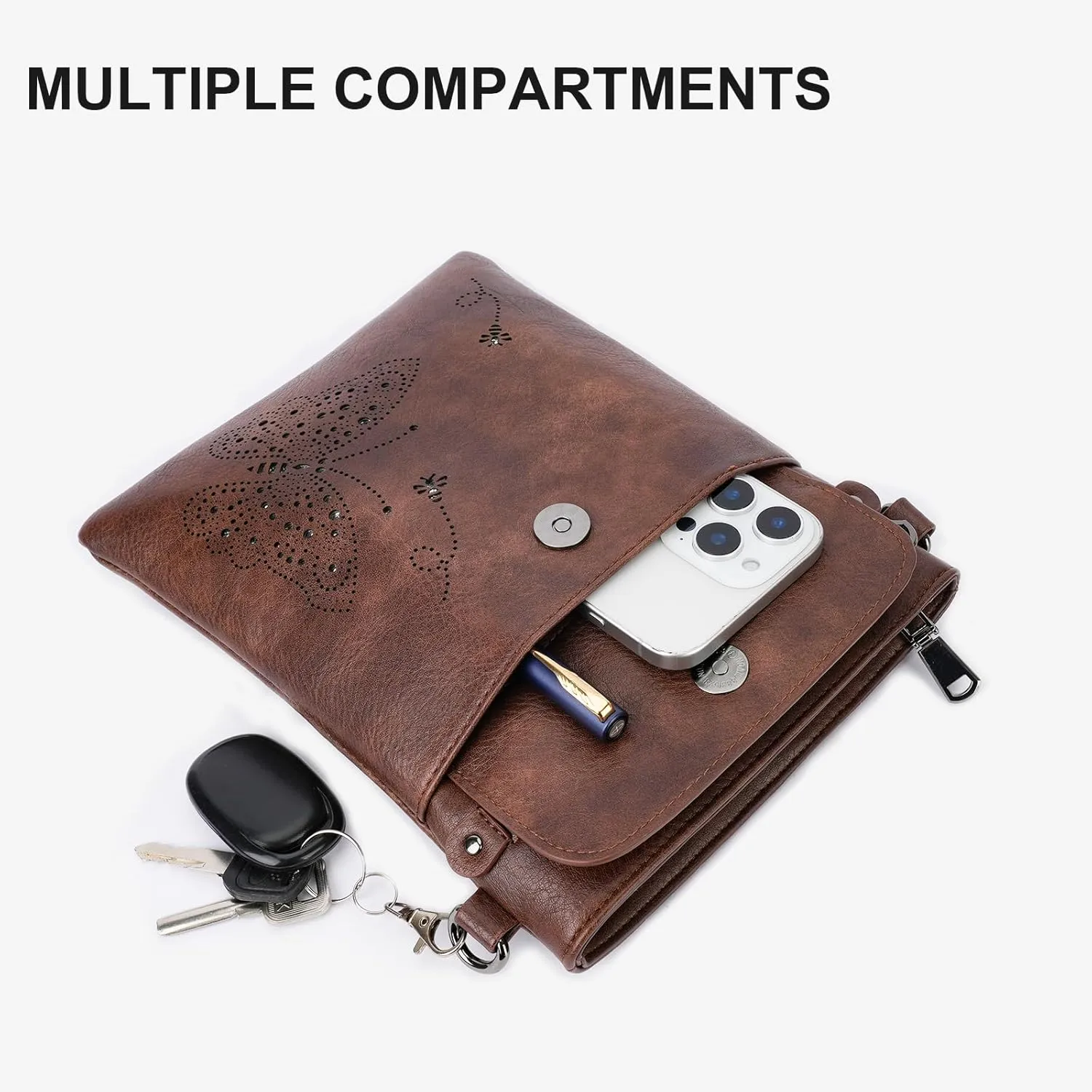 Crossbody Bag for women, Vegan Leathe Cross body Purse with Adjustable Strap, Multi Pocket Shoulder Handbag