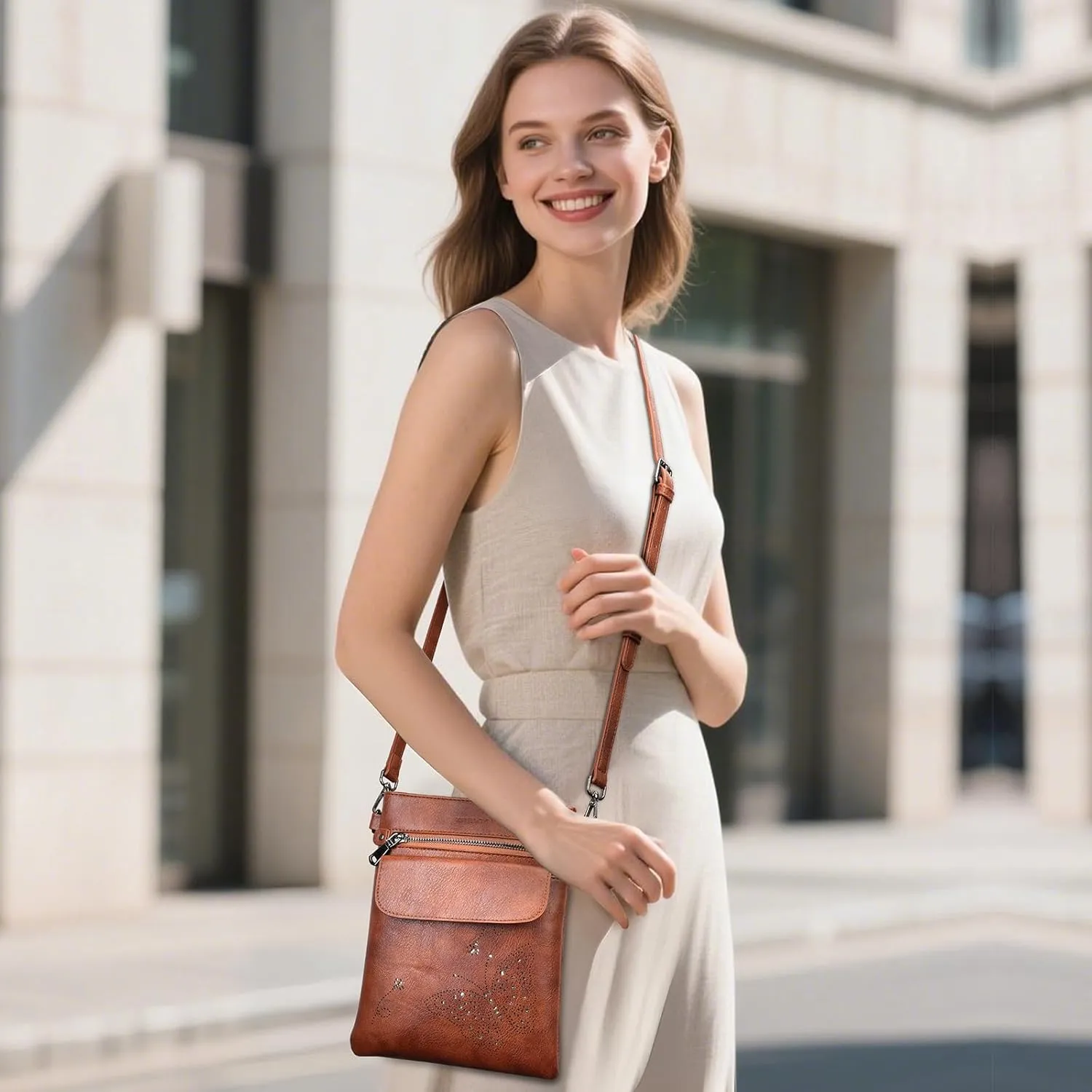 Crossbody Bag for women, Vegan Leathe Cross body Purse with Adjustable Strap, Multi Pocket Shoulder Handbag