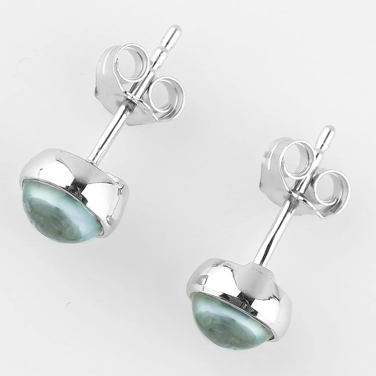CRYSTALIS 6mm Swiss Blue Topaz Round Stud Earring Set Jewelry for Women, Minimalist Jewelry, Bezel Setting, Plain Cabochon, Natural Gemstone, Chakra Healing Crystal Jewelry, 925 Sterling Silver