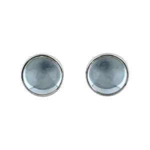 CRYSTALIS 6mm Swiss Blue Topaz Round Stud Earring Set Jewelry for Women, Minimalist Jewelry, Bezel Setting, Plain Cabochon, Natural Gemstone, Chakra Healing Crystal Jewelry, 925 Sterling Silver