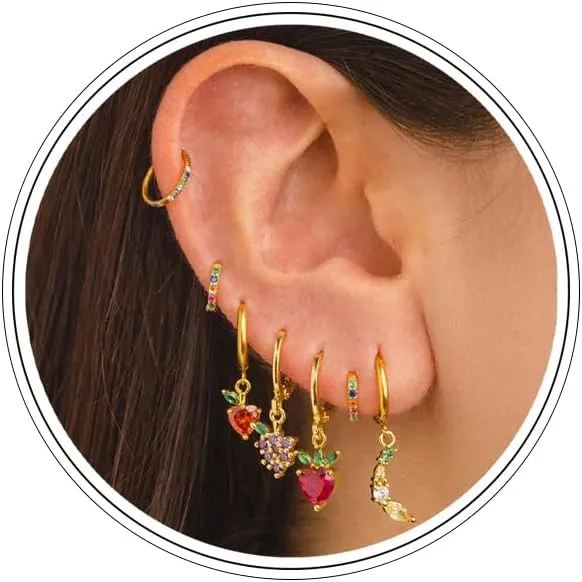 Cute Fruits Earring for Women,Sweet Strawberry Cherry Drop Earrings,Weird Funny Fruits Hoop Earring Summer Jewelry