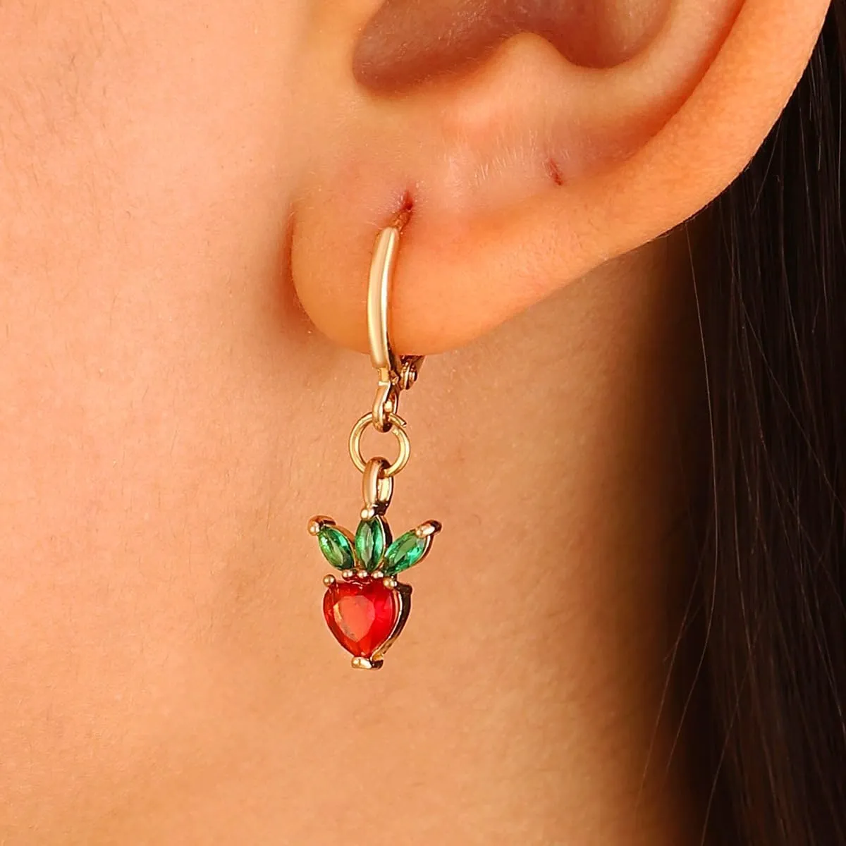 Cute Fruits Earring for Women,Sweet Strawberry Cherry Drop Earrings,Weird Funny Fruits Hoop Earring Summer Jewelry