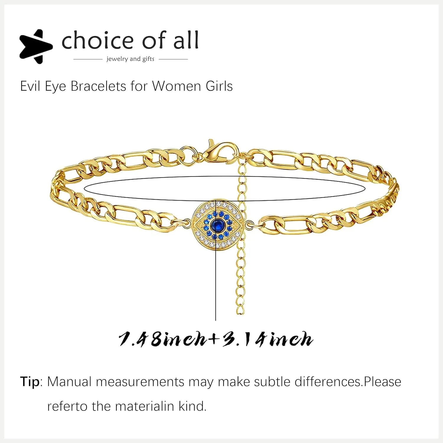 Dainty Gold Bracelets for Women Trendy Evil Eye Bracelets Hand Chain Bracelet Turkish Lucky Hand Jewelry Gifts