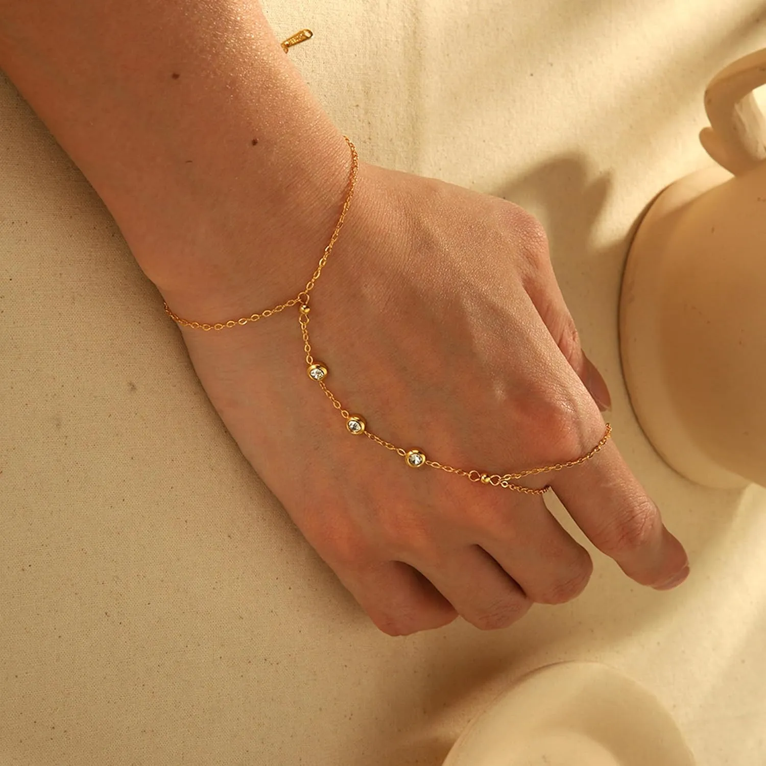 Dainty Gold Bracelets for Women Trendy Evil Eye Bracelets Hand Chain Bracelet Turkish Lucky Hand Jewelry Gifts