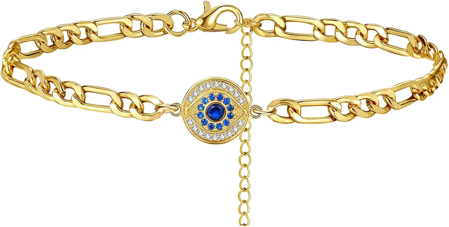 Dainty Gold Bracelets for Women Trendy Evil Eye Bracelets Hand Chain Bracelet Turkish Lucky Hand Jewelry Gifts