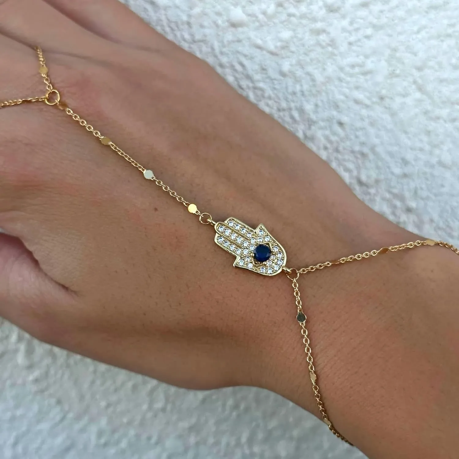 Dainty Gold Bracelets for Women Trendy Evil Eye Bracelets Hand Chain Bracelet Turkish Lucky Hand Jewelry Gifts