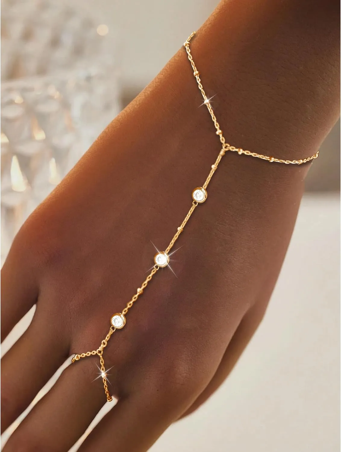 Dainty Gold Bracelets for Women Trendy Evil Eye Bracelets Hand Chain Bracelet Turkish Lucky Hand Jewelry Gifts