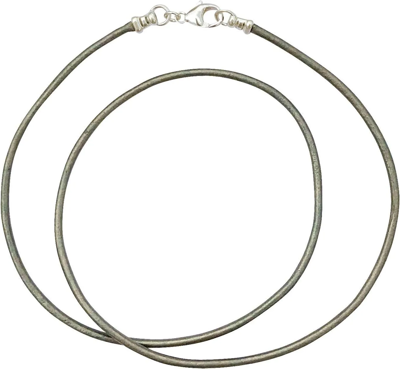 DragonWeave Sterling Silver 1.8mm Fine Metallic Gray Leather Cord Necklace - Any Length
