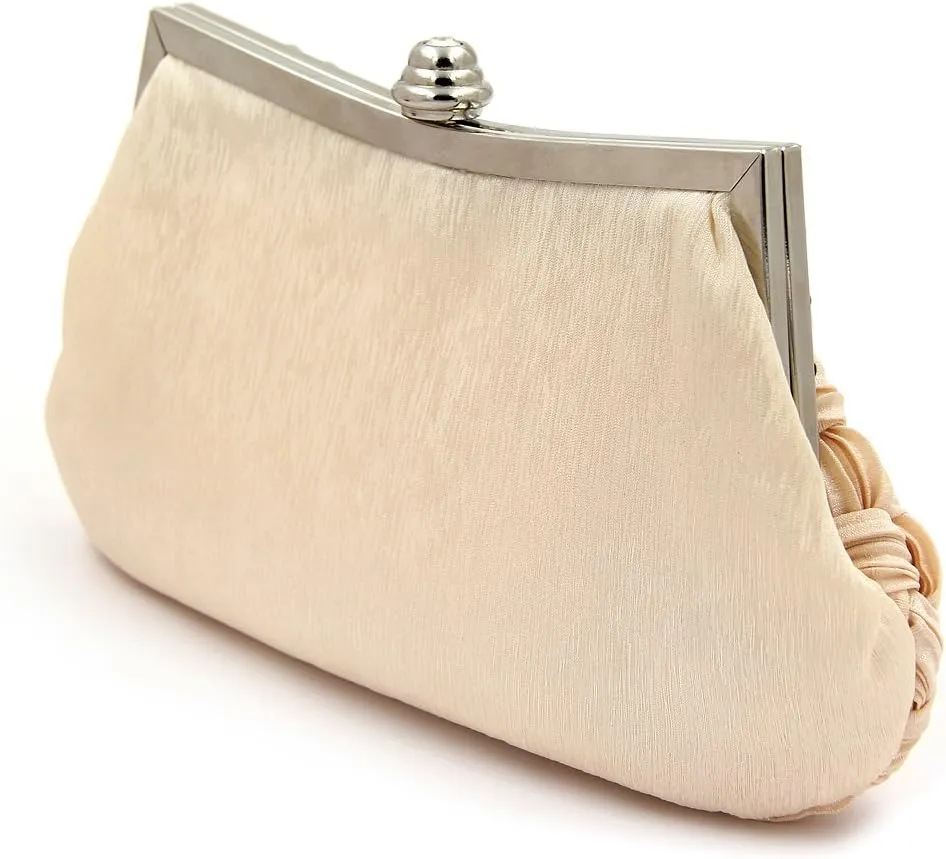 Elegant Braided Pleated Glitter Rhinestone Clutch Evening Bag - Diff Colors