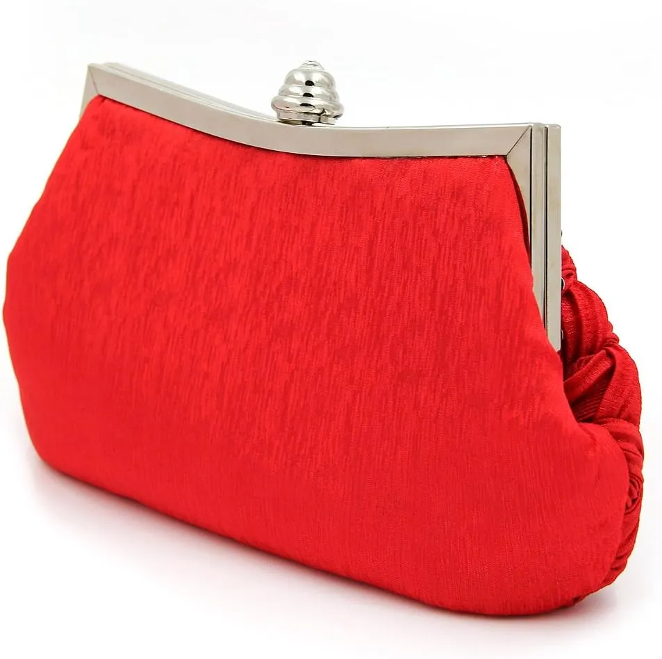 Elegant Braided Pleated Glitter Rhinestone Clutch Evening Bag - Diff Colors