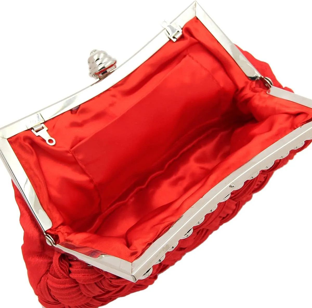 Elegant Braided Pleated Glitter Rhinestone Clutch Evening Bag - Diff Colors
