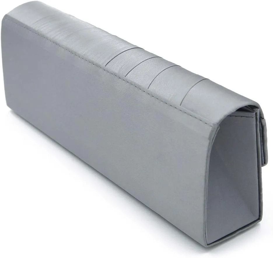Elegant Pleated Satin Flap Rhinestones Clutch Evening Bag - Diff Colors Avail