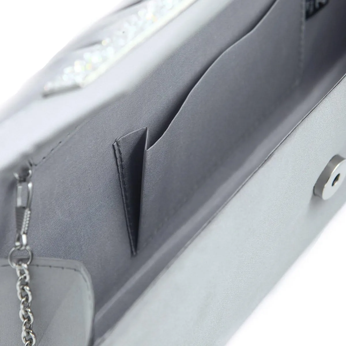 Elegant Pleated Satin Flap Rhinestones Clutch Evening Bag - Diff Colors Avail