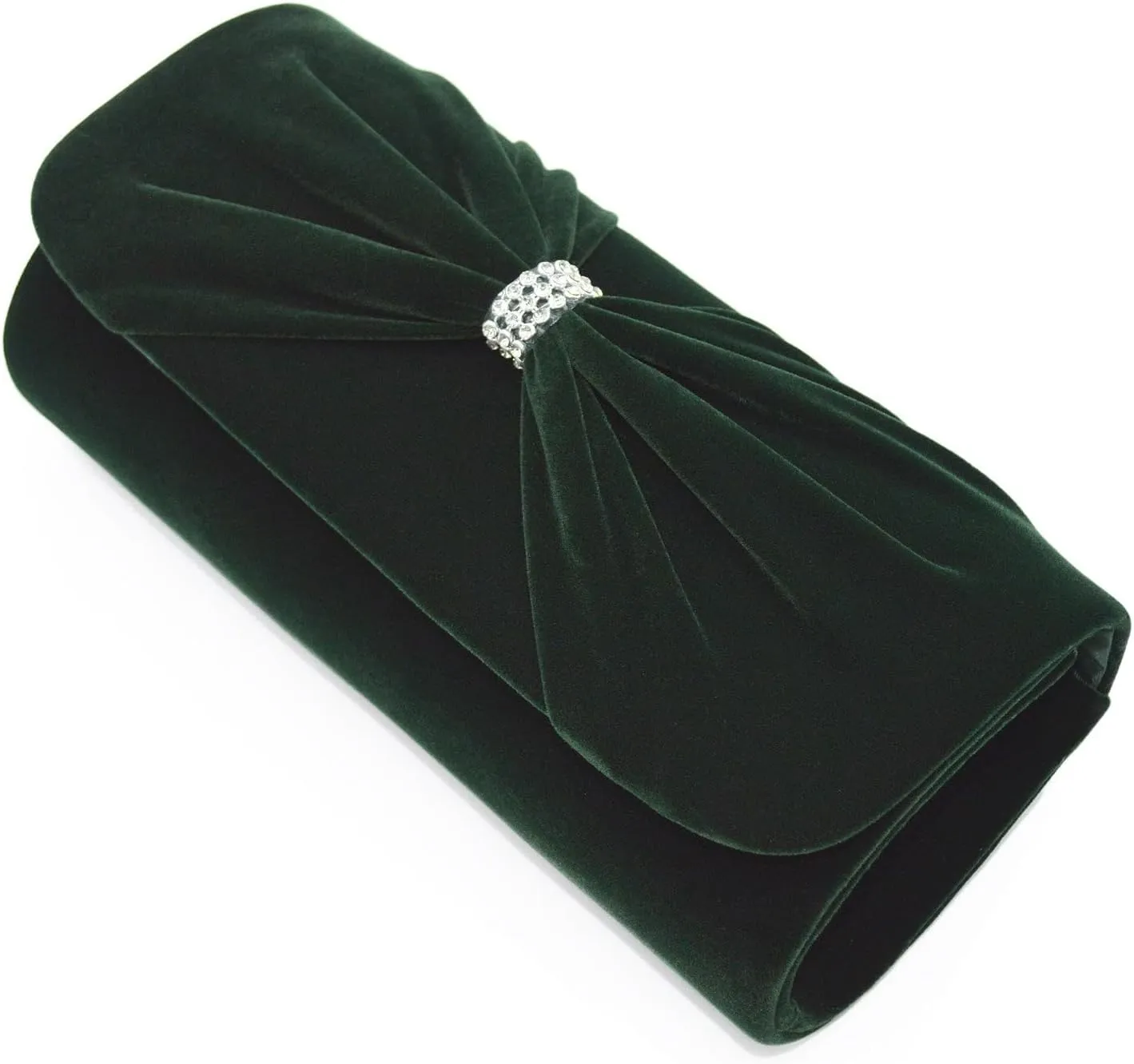 Elegant Rhinestone Bow Front Velvet Clutch Evening Bag Handbag