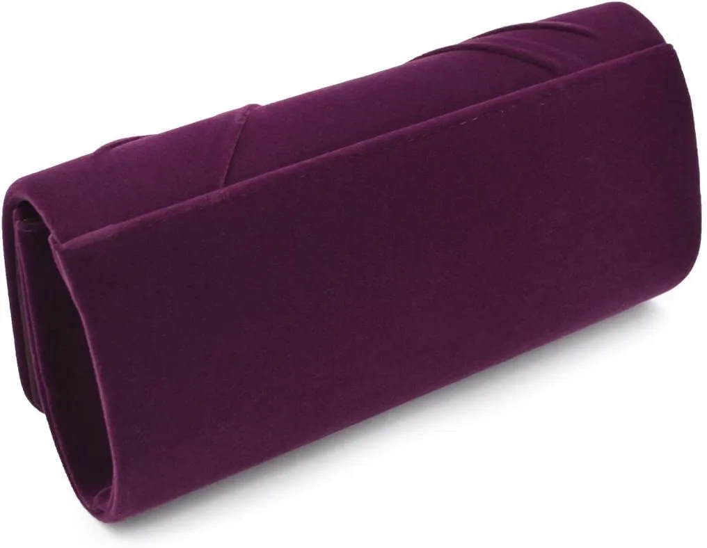 Elegant Rhinestone Bow Front Velvet Clutch Evening Bag Handbag