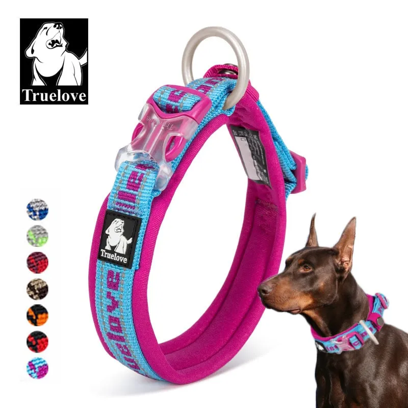 Embroider Neoprene Pet Dog Collar -Nylon Adjustable Dog Collars For Bigand  Small Dogs- Running Reflective .