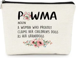 EXUQO Dog Grandma Gifts Small Makeup Bag,Gifts for Dog Lovers Owners Grandma Grandmother,Pawma Gifts,Christmas Birthday Gift for Grandma