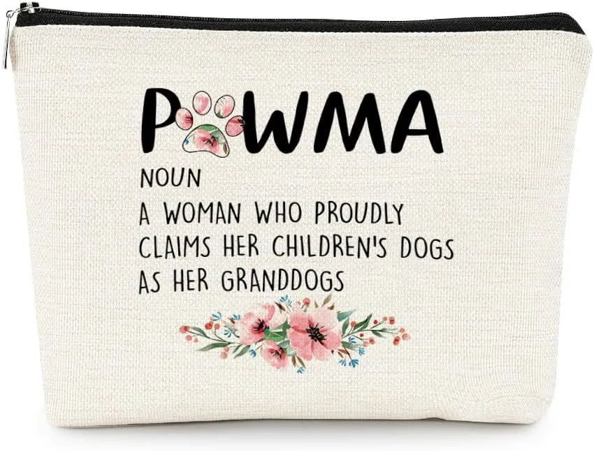 EXUQO Dog Grandma Gifts Small Makeup Bag,Gifts for Dog Lovers Owners Grandma Grandmother,Pawma Gifts,Christmas Birthday Gift for Grandma