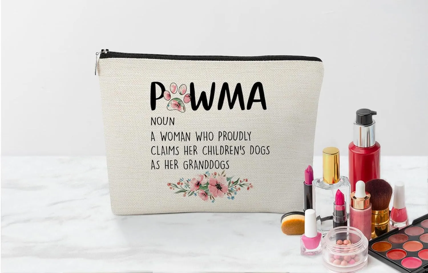 EXUQO Dog Grandma Gifts Small Makeup Bag,Gifts for Dog Lovers Owners Grandma Grandmother,Pawma Gifts,Christmas Birthday Gift for Grandma