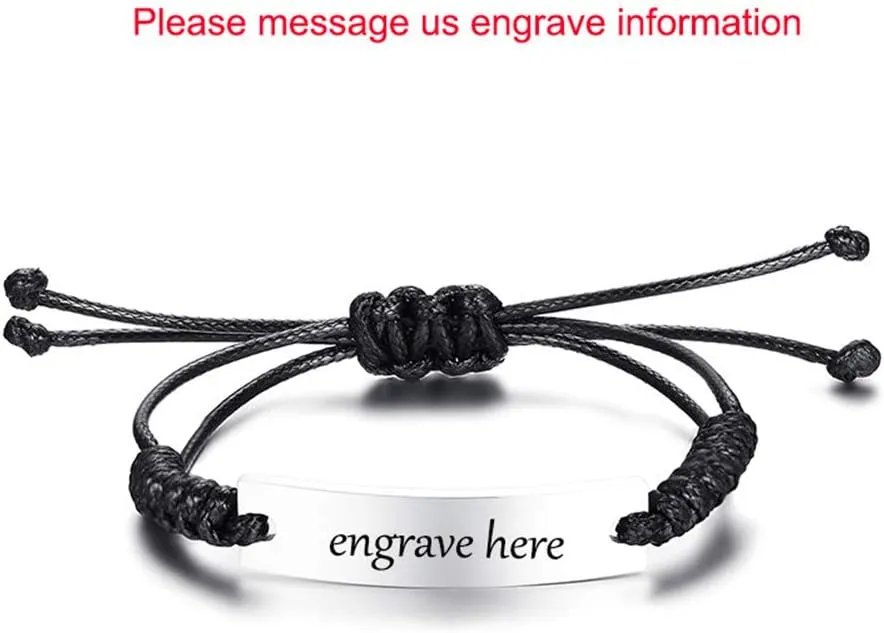 Fashion Month Simple Adjustable Length ID Bracelet for Women Men Bangle Stainless Steel Unisex Identification Jewelry Engrave Laser