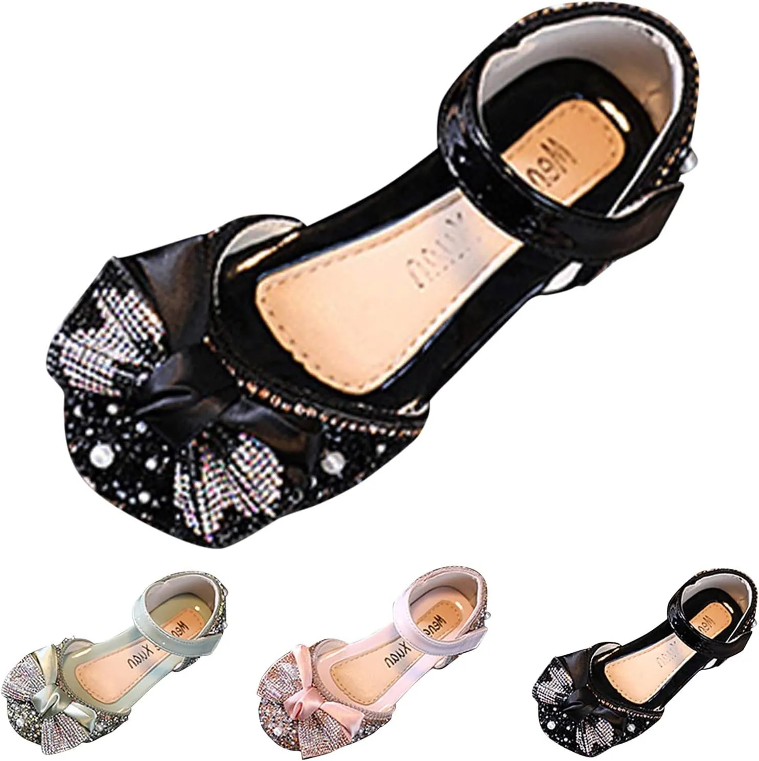 Fashion Spring and Summer Children Dance Shoes Girls Dress Show Princess Shoes Pearl Bowknot Kids Squeaky Shoes Girls