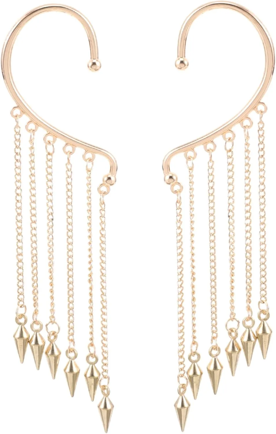 Fashionable Women's Head Ear Hook Earrings Gold Chain Earring Cuffs Non-piercing Ear Wrap