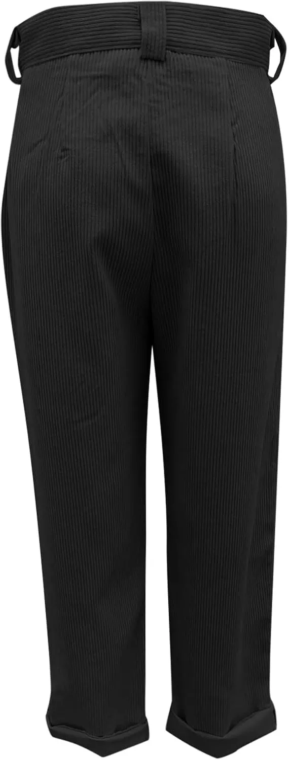 Febecool Cargo Pants Women High Waist Casual Pants Solid Color Corduroy Loose Straight Leg Trousers Women