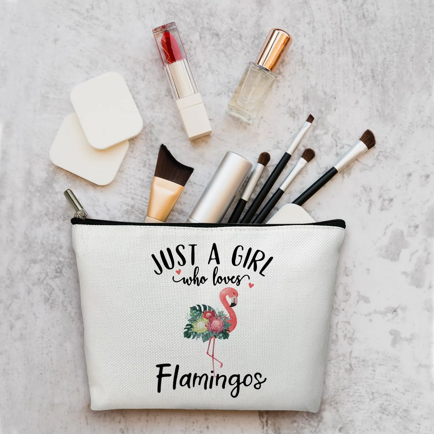 Flamingo Makeup Bag - Just a Girl Who Lover Flamingo, Cosmetic Bag for Women Large Capacity Cosmetic Bag Appreciation Gift for Family friend,Travel Accessories Organizer Storage Makeup Bag With Zipper