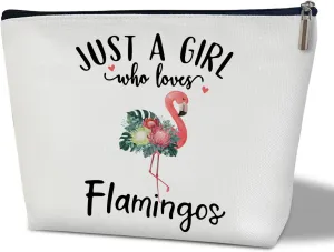 Flamingo Makeup Bag - Just a Girl Who Lover Flamingo, Cosmetic Bag for Women Large Capacity Cosmetic Bag Appreciation Gift for Family friend,Travel Accessories Organizer Storage Makeup Bag With Zipper