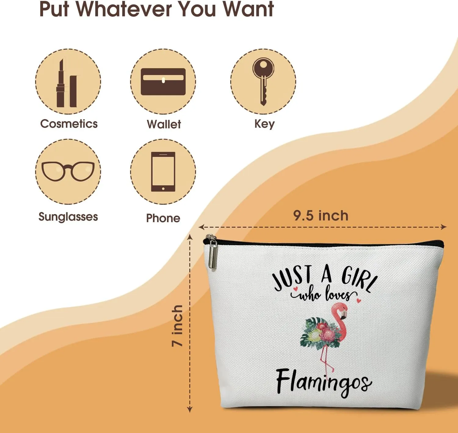 Flamingo Makeup Bag - Just a Girl Who Lover Flamingo, Cosmetic Bag for Women Large Capacity Cosmetic Bag Appreciation Gift for Family friend,Travel Accessories Organizer Storage Makeup Bag With Zipper