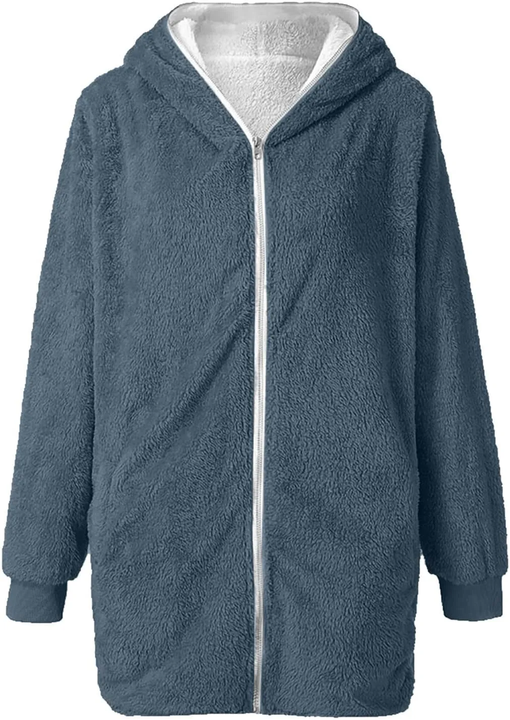 Fleece Jacket Women Sherpa Zip Up Long Sleeve Lapel Hoodies Faux Fur Coats Oversized Cardigan Sweaters Shaggy Outfits