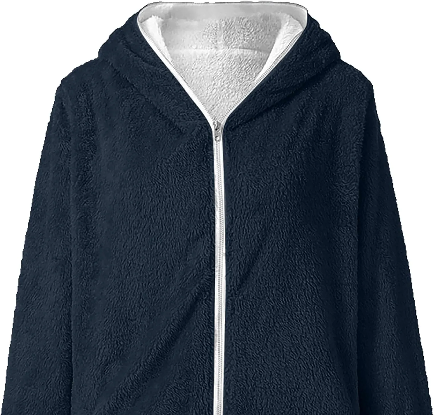 Fleece Jacket Women Sherpa Zip Up Long Sleeve Lapel Hoodies Faux Fur Coats Oversized Cardigan Sweaters Shaggy Outfits