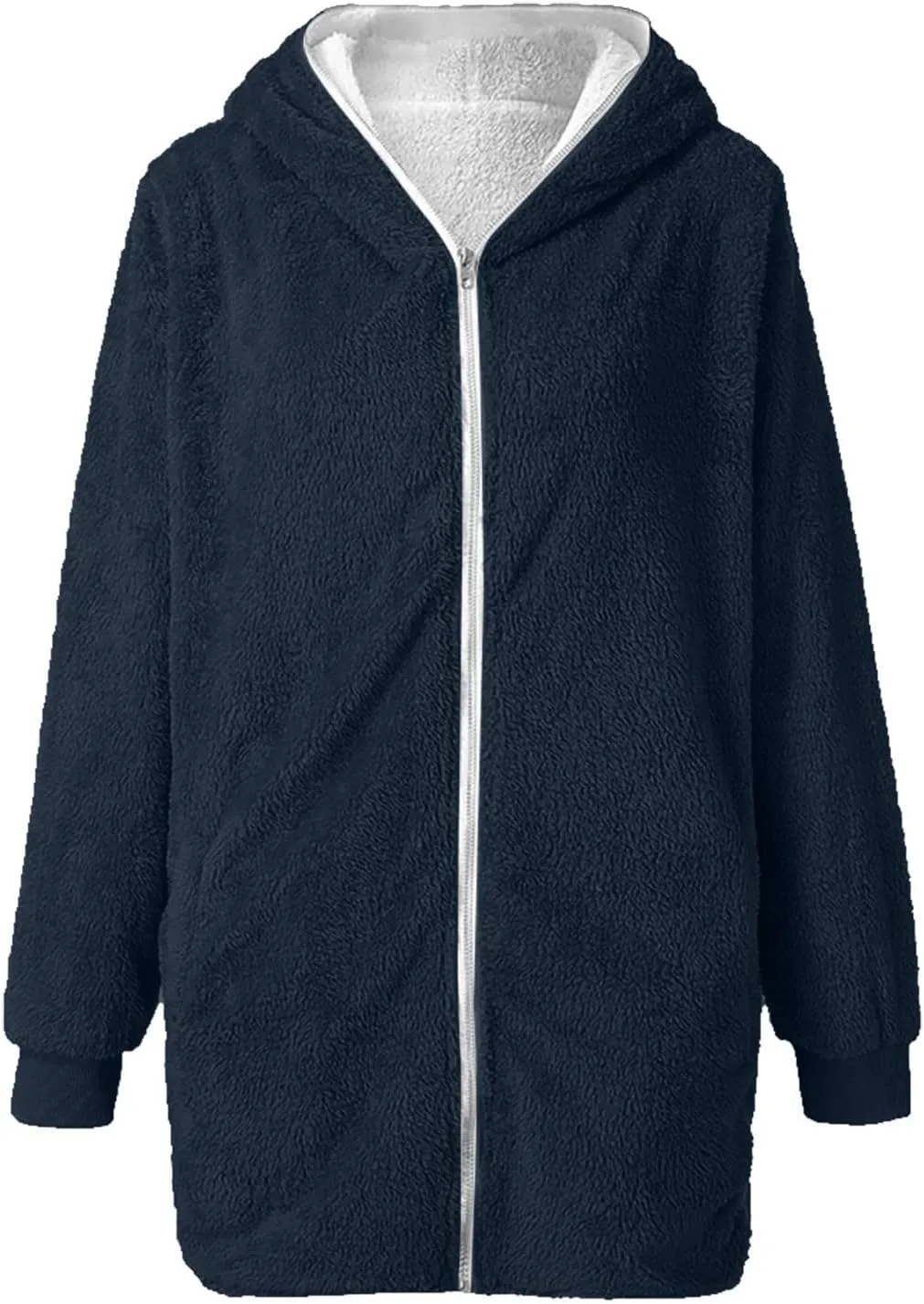 Fleece Jacket Women Sherpa Zip Up Long Sleeve Lapel Hoodies Faux Fur Coats Oversized Cardigan Sweaters Shaggy Outfits