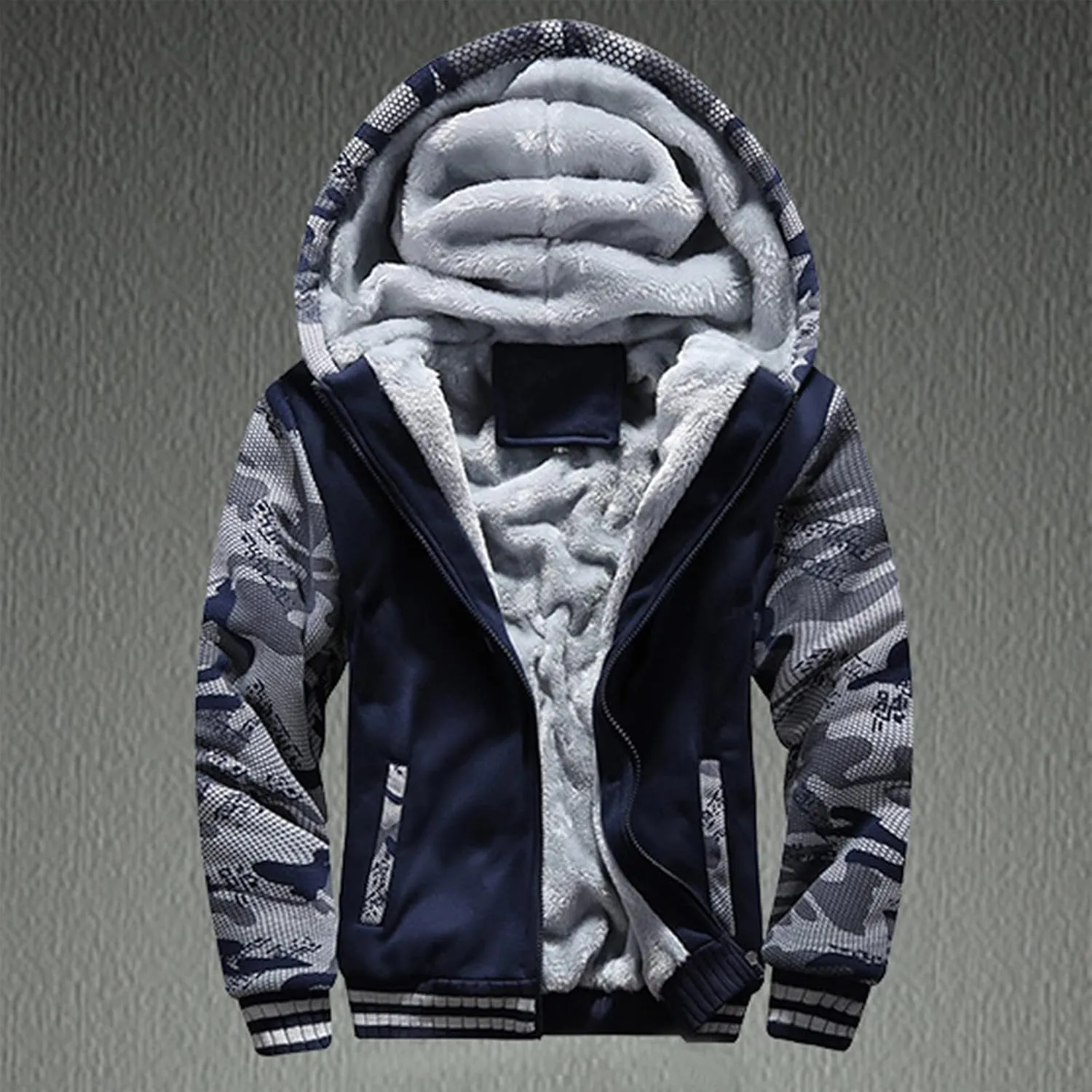 Fleece Lined Hoodie for Men Pullover Winter Workout Fleece Hoodie Jackets Full Zip Wool Warm Thick Coats