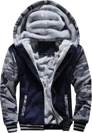 Fleece Lined Hoodie for Men Pullover Winter Workout Fleece Hoodie Jackets Full Zip Wool Warm Thick Coats