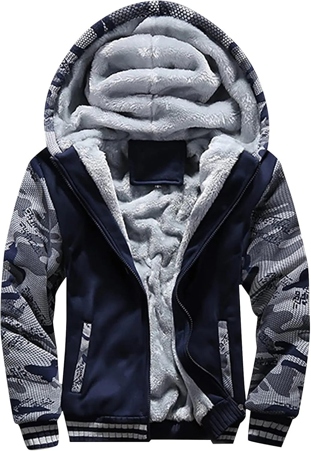 Fleece Lined Hoodie for Men Pullover Winter Workout Fleece Hoodie Jackets Full Zip Wool Warm Thick Coats