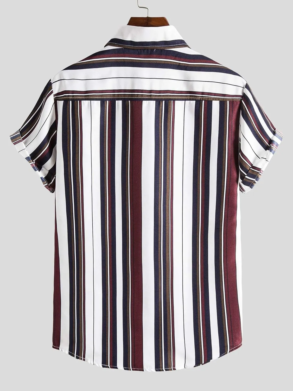 Floerns Men's Striped Shirts Casual Short Sleeve Button Down Shirts